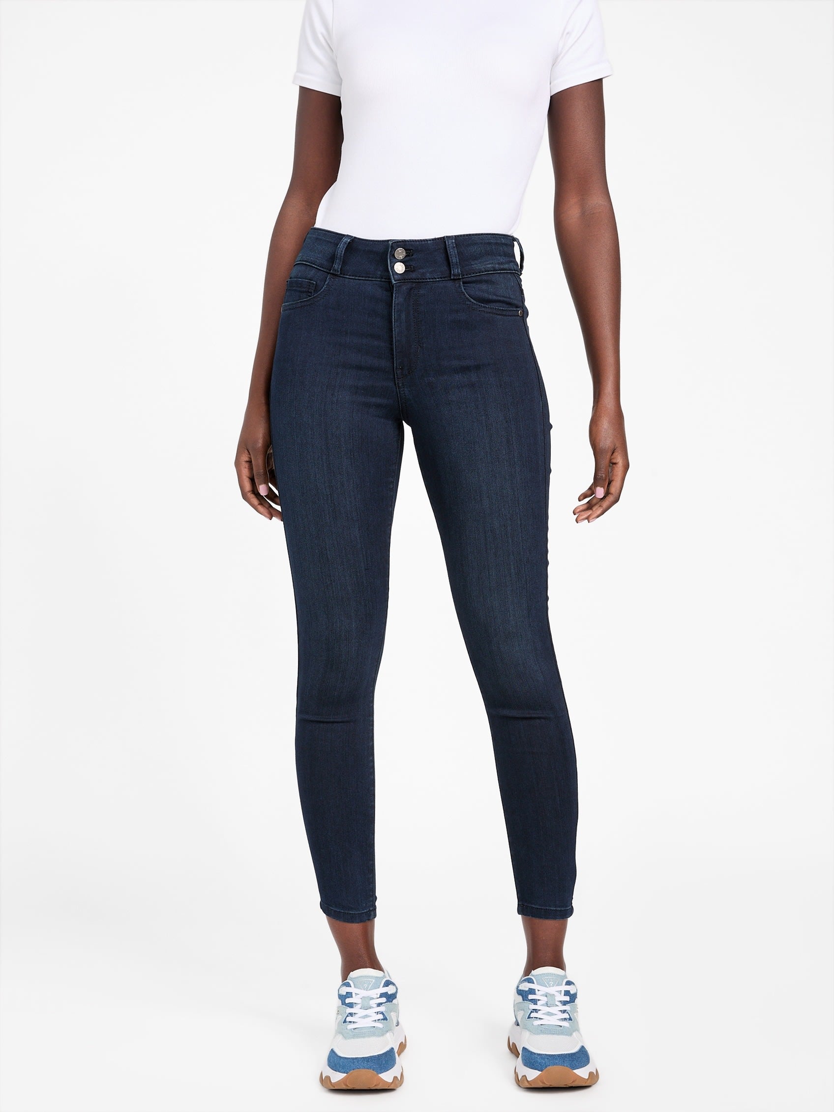 

Узкие джинсы Eco Emilia с высокой посадкой Guess Factory, цвет dark wash
