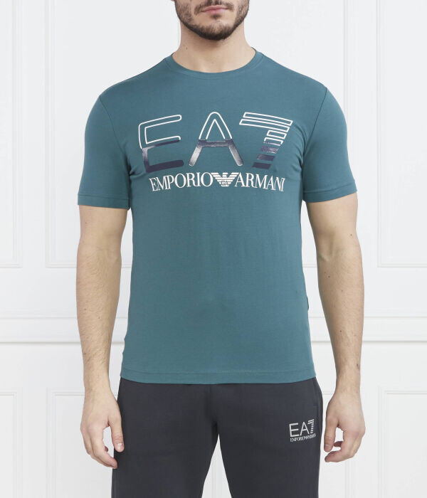 

Футболка Ea7 Regular Fit с логотипом, зеленый