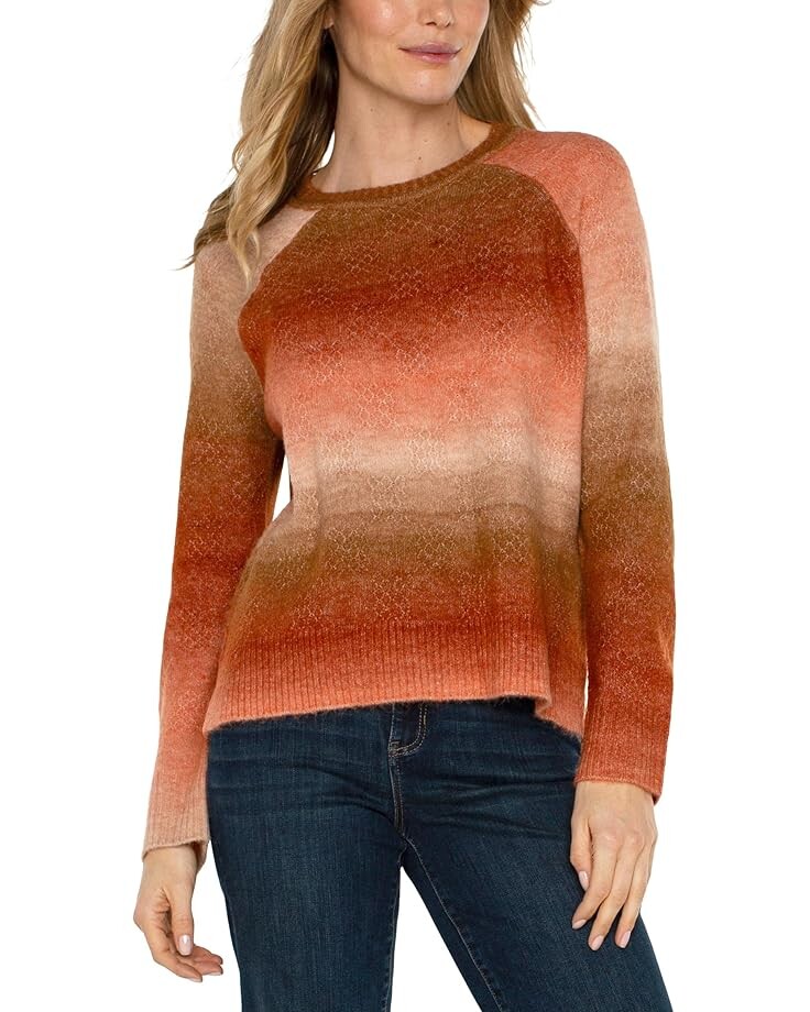 

Свитер Liverpool Los Angeles Long Sleeve Raglan Sweater With Side Slit Ombre Sweater Yarn, цвет Orange Ombre
