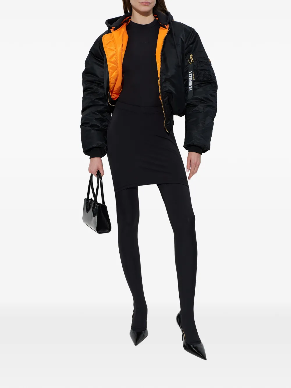 Леггинсы с вышитым логотипом Vetements, черный — фото 2
