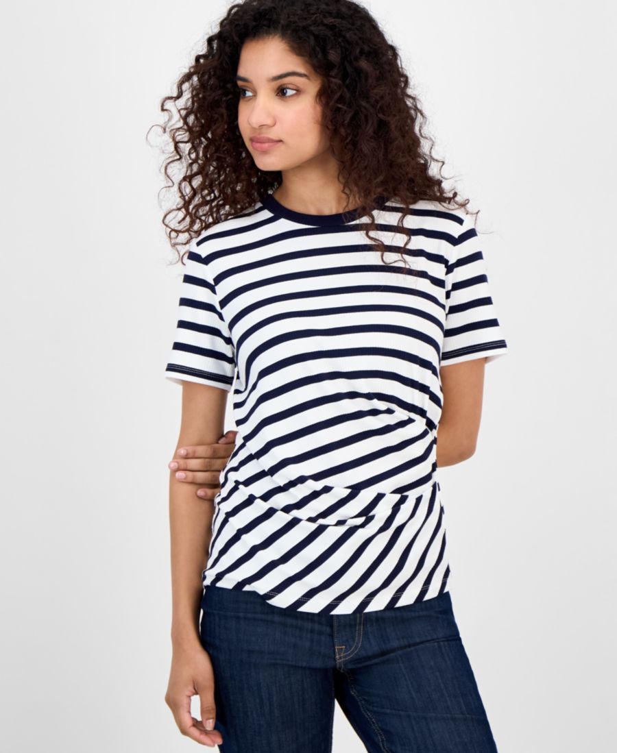 

Женская полосатая блузка с перекрученными лямками Nautica Jeans, Ivory Multi