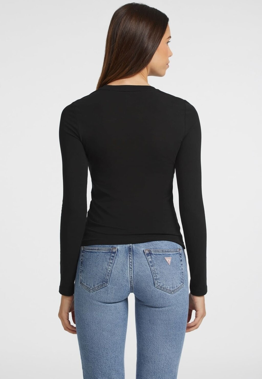 

Топ с длинными рукавами VESTIBILITÀ SLIM A MANICA LUNGA RICAMATA Guess Jeans, черный