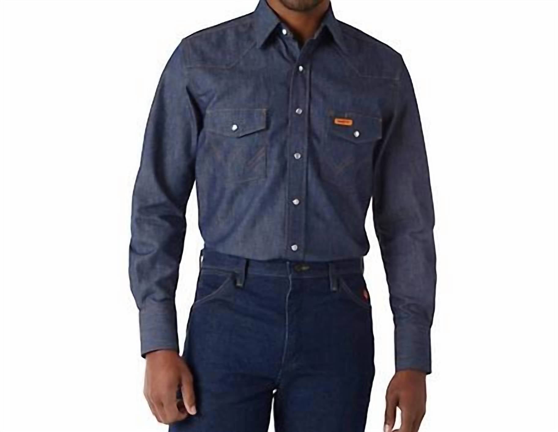 

Огнестойкая рабочая рубашка Western Snap из денима Wrangler, цвет denim