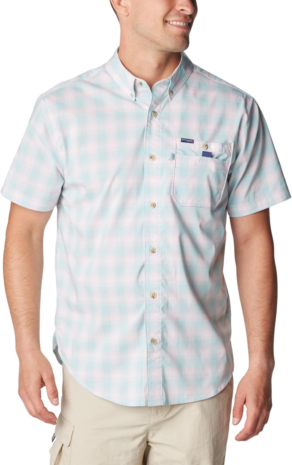 

Рубашка Columbia Mens Bonefish с коротким рукавом, Gulf Stream Ombre Check