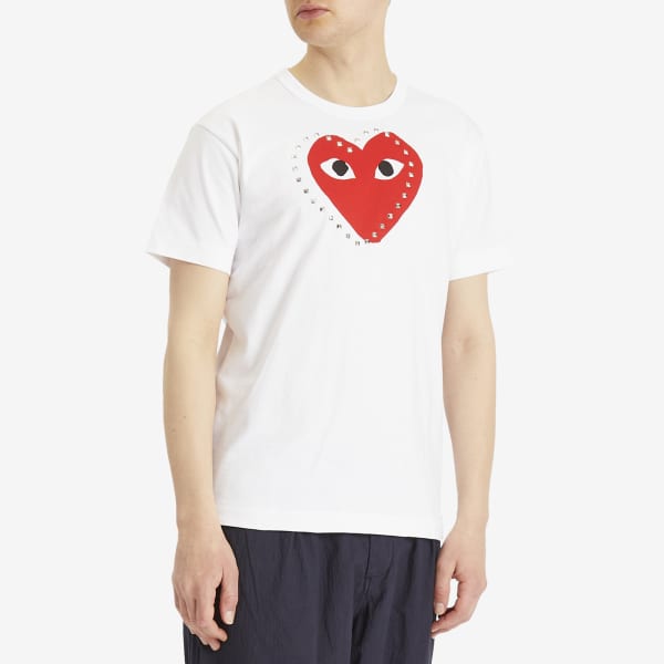 Футболка с большим сердцем и заклепками Comme Des Garçons Play, мультиколор — фото 2