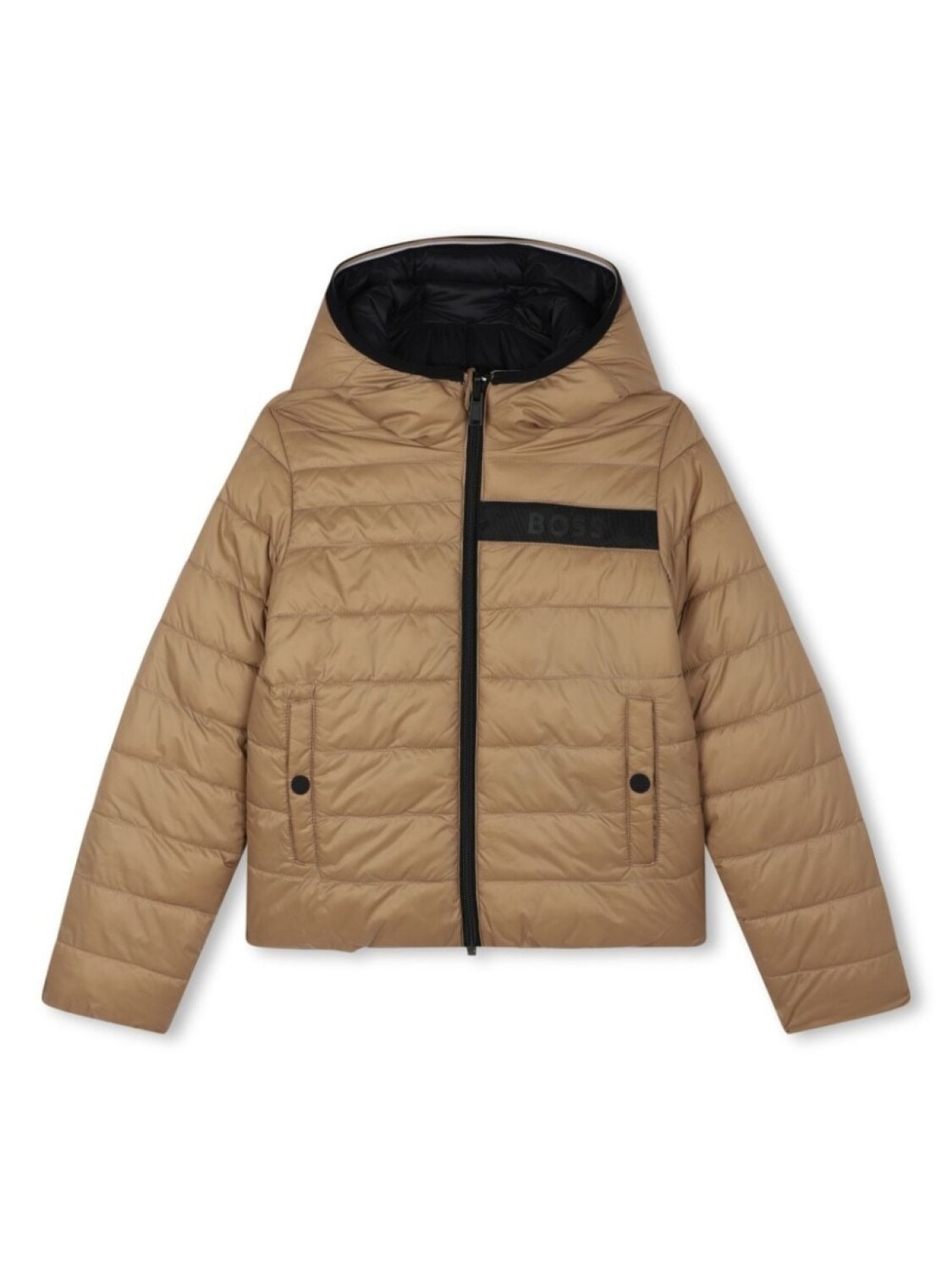 

BOSS Kidswear двусторонний пуховик с логотипом, нейтральный цвет