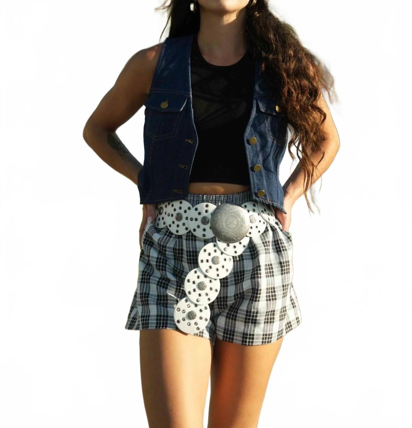 

Мисс Клэр джинсовый жилет в синем цвете Pretty Garbage