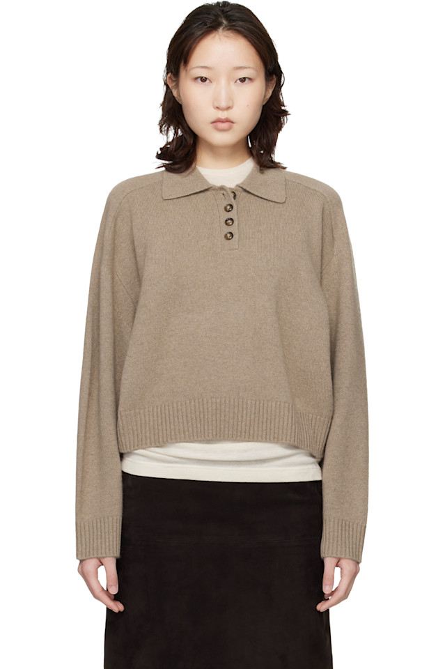 

Loulou De Saison Свитер-Поло из кашемира цвета тауп