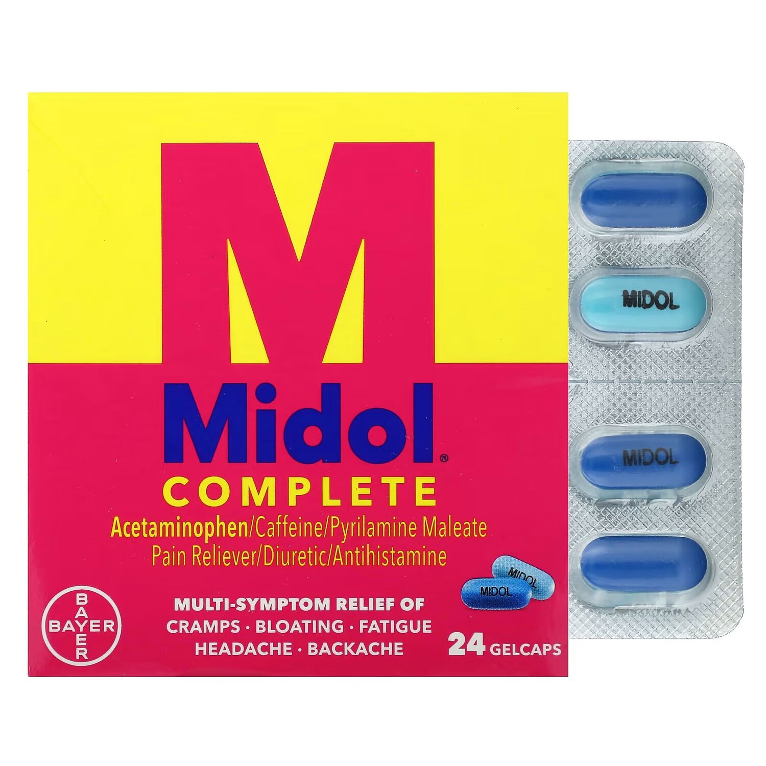 

Полный набор, 24 желатиновых капсулы Midol
