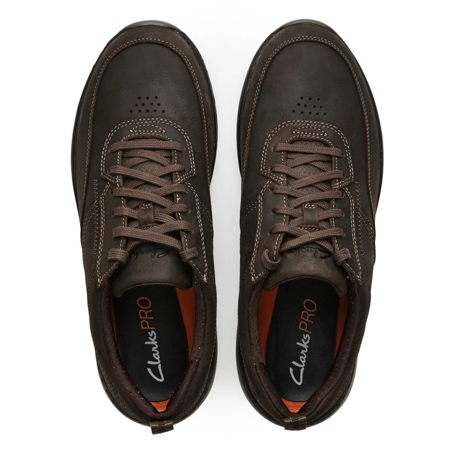 Мужские комфортные кожаные низкие кеды коричневые от Clarks — фото 3