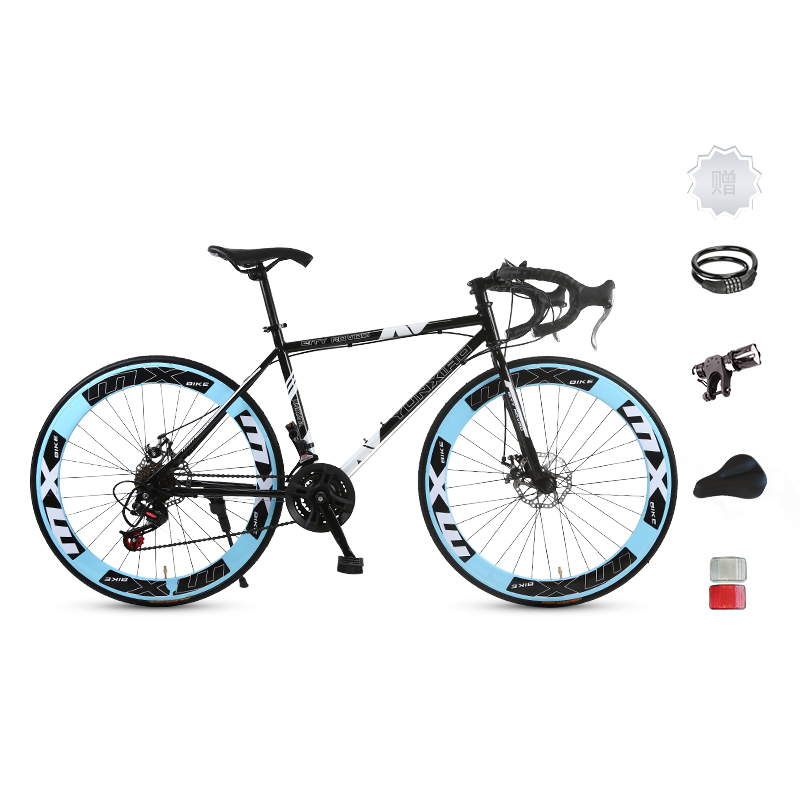 

Шоссейный велосипед с дисковыми тормозами из высокоуглеродистой стали для активного отдыха ICOLOUR, черный/синий