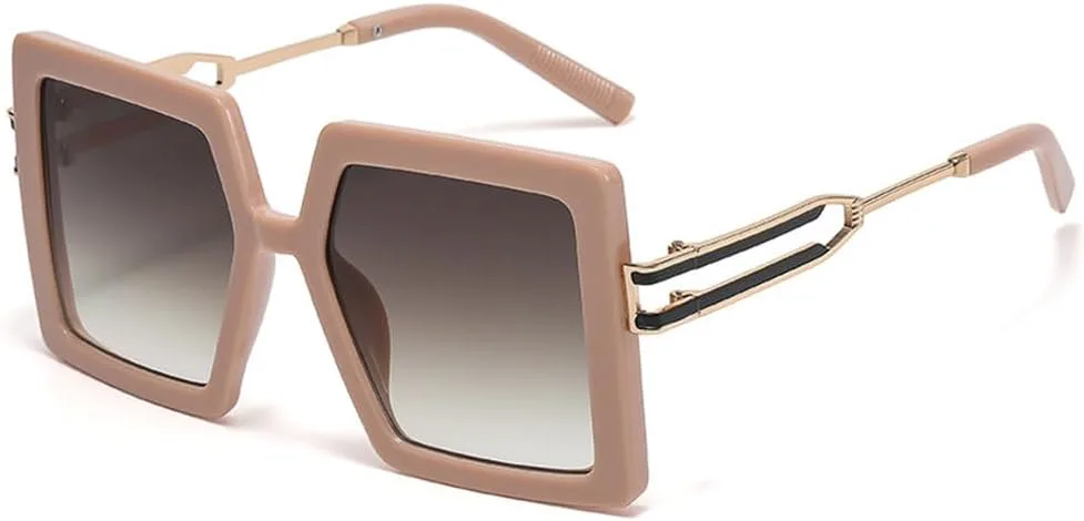 

MUTYNE Модные солнцезащитные очки большого размера для мужчин, трендовые градиентные оттенки, защита от УФ-излучения UV400, для женщин, в стиле ретро, Beige Pink Tea