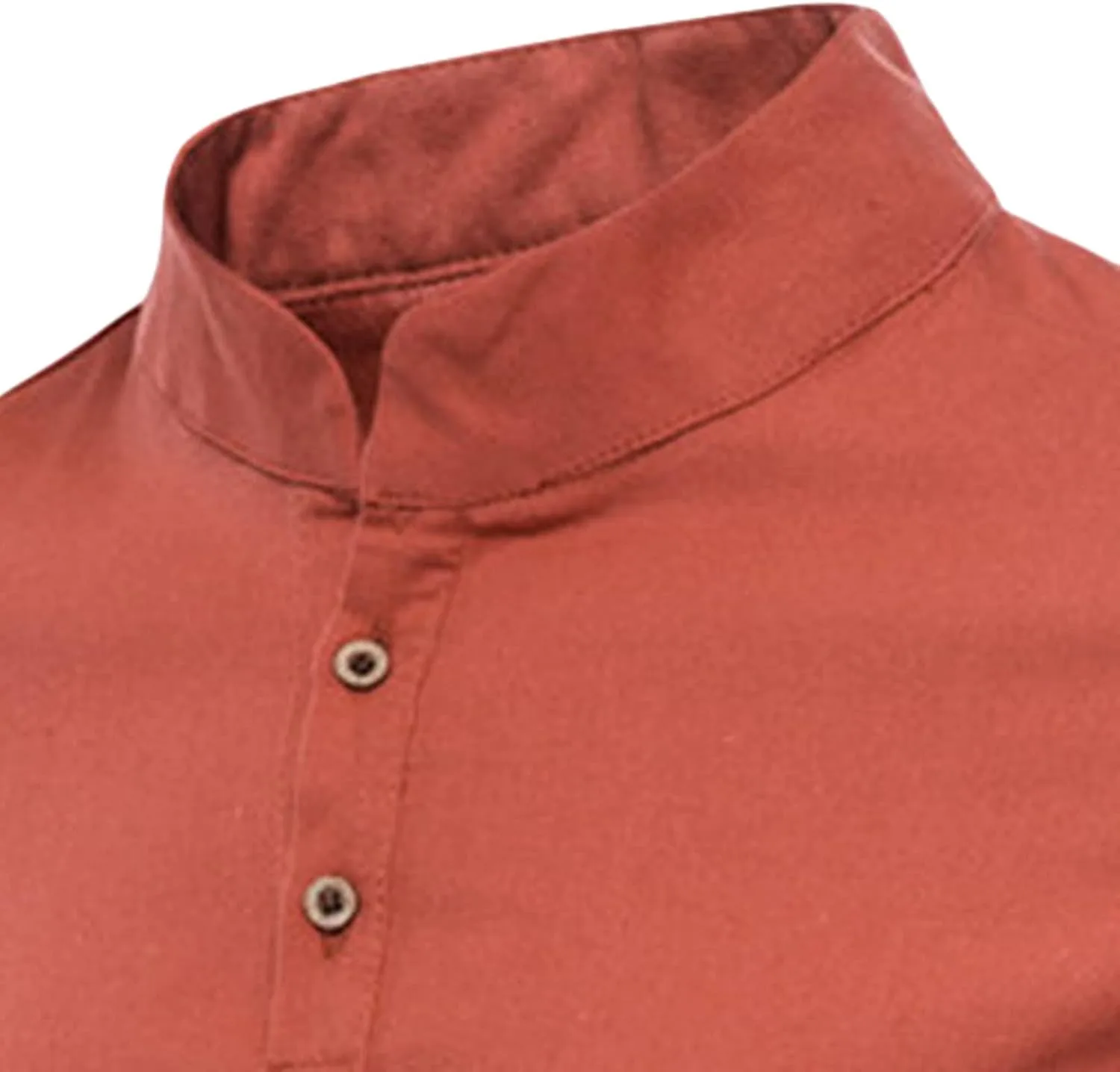 Мужская хлопковая льняная рубашка-поло Henley с коротким рукавом Slim Fit — фото 3
