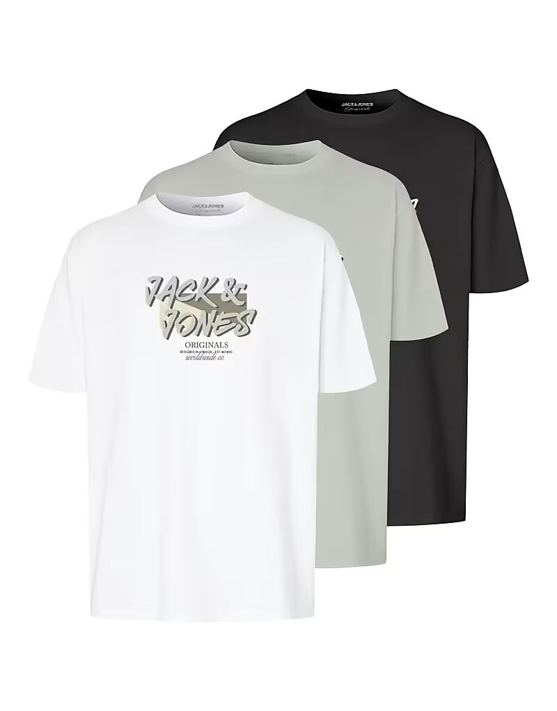 

Футболки Jack & Jones белого/хаки/черного цвета
