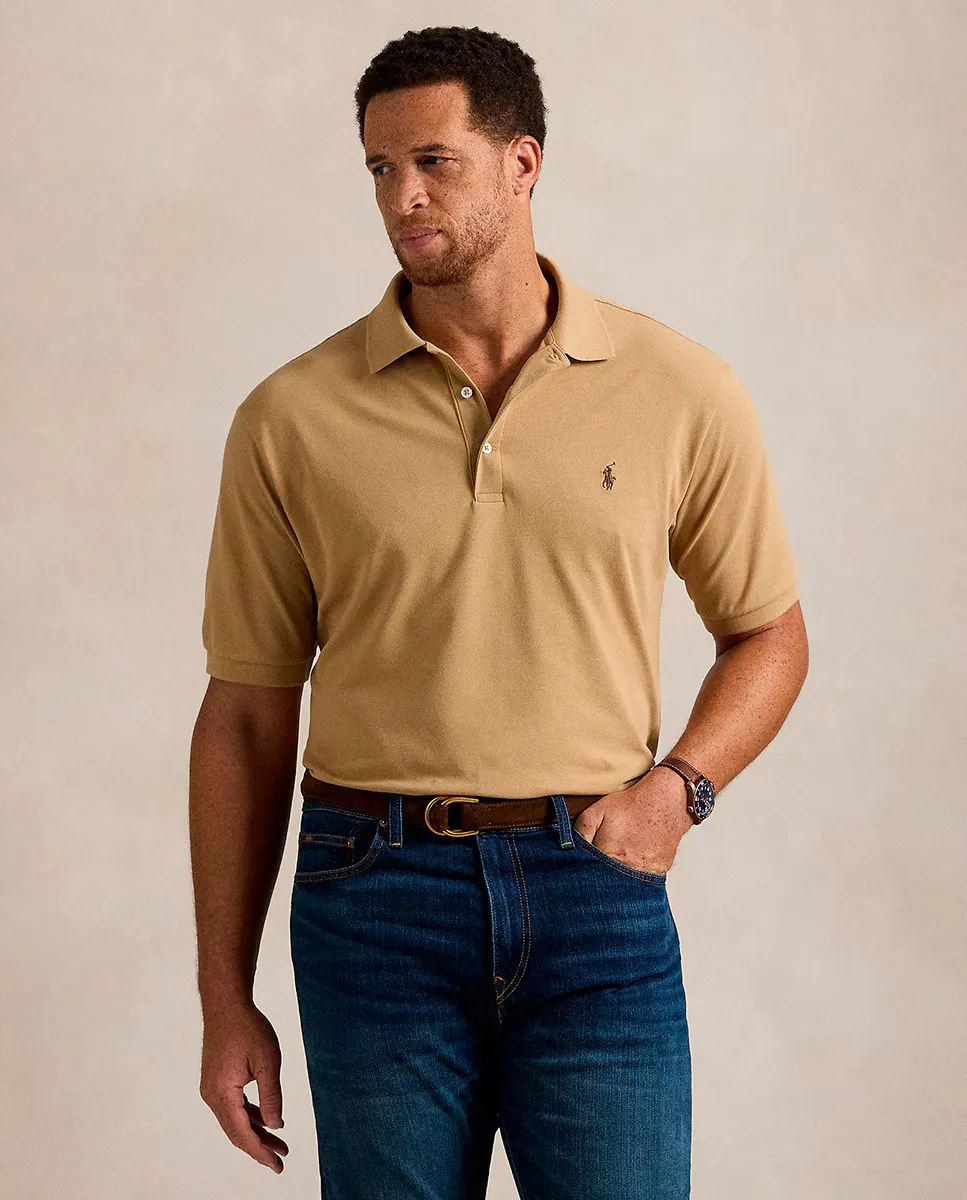 

Эластичная мужская рубашка-поло стандартного кроя больших размеров Polo Ralph Lauren, цвет Camel