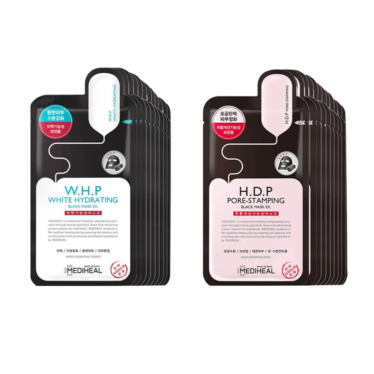 

Маска для лица Unisex MEDIHEAL, two-piece set: whitening hydrating mask 12 pcs+pore tightening facial mask 12 pcs