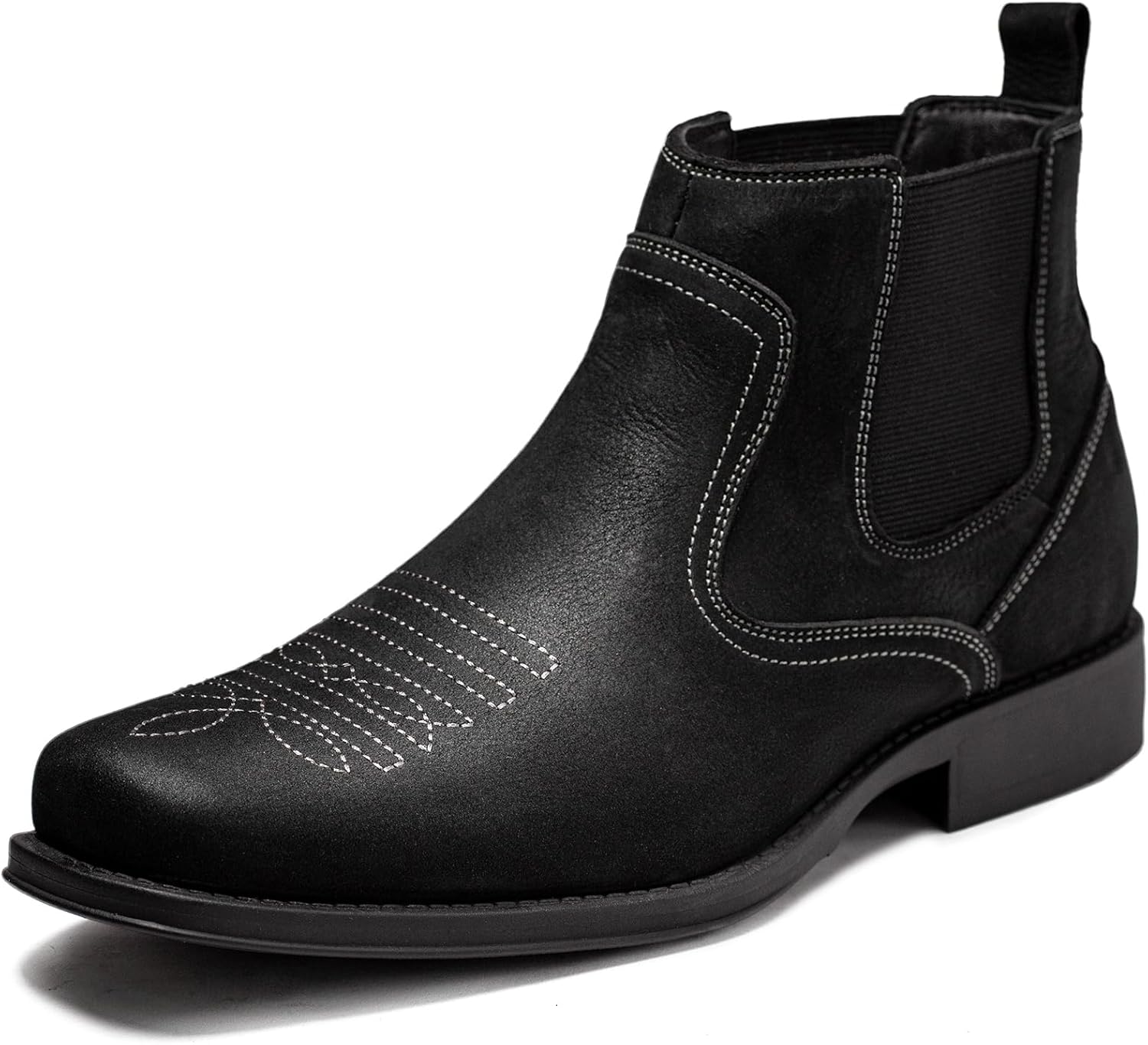 

Мужские ковбойские ботинки ArcBrothers с квадратным носком - премиальная кожа, ботинки вестерн на щиколотку, стиль Челси, слип-он, ретро стиль, максимальный комфорт и прочность, черный