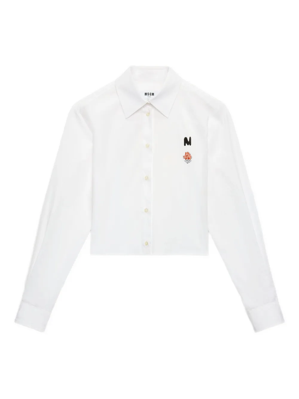 

Укороченная рубашка с принтом-логотипом MSGM, белый