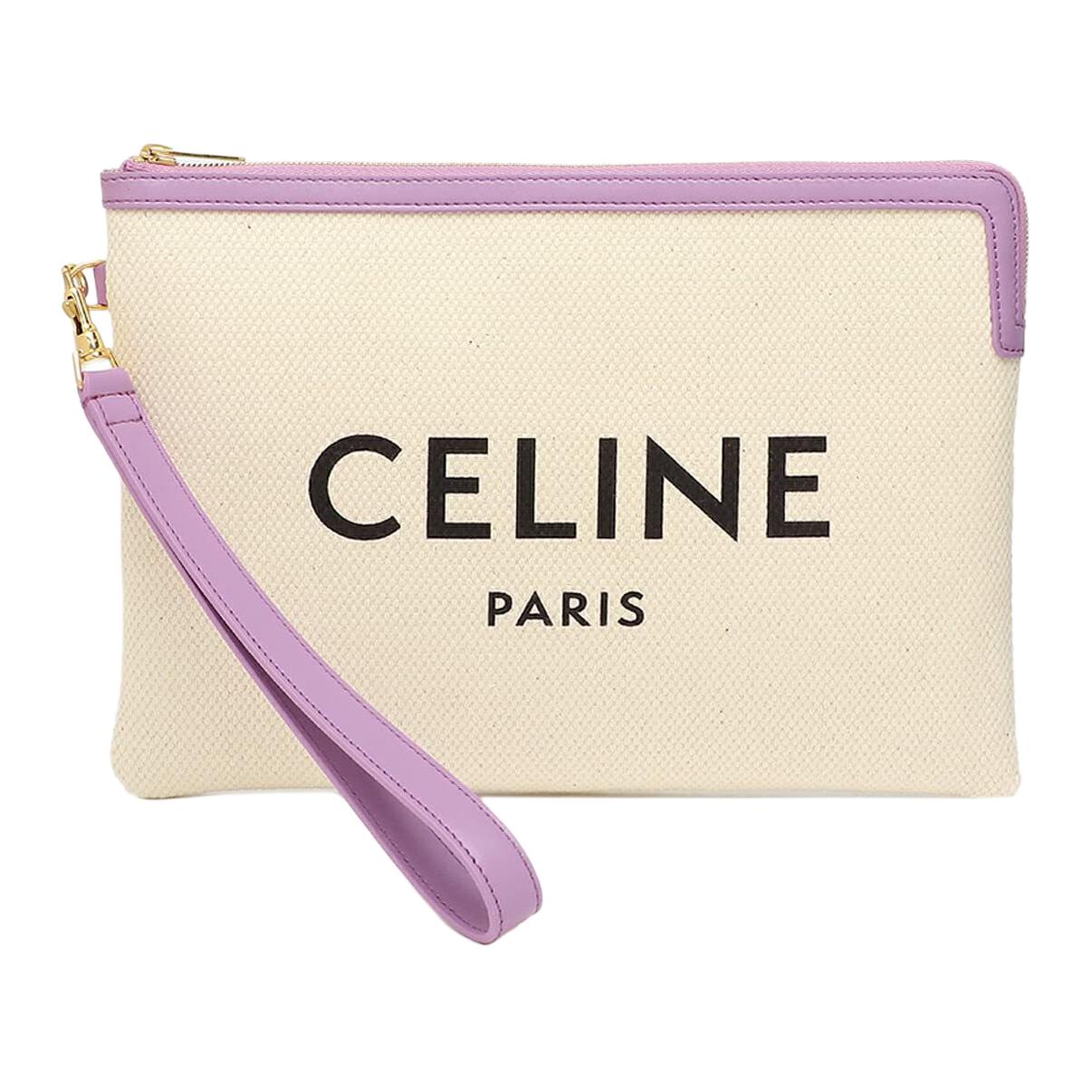 

CELINE Сумка клатч из холста женская белая с фуксией