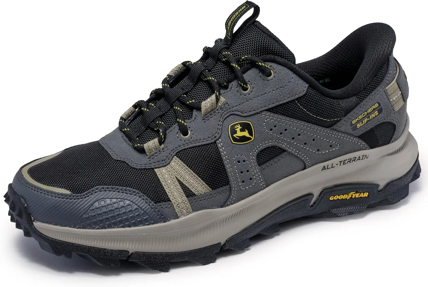 Мужские кроссовки Skechers Equalizer 5.0 Trail Harvester, Charcoal Leather Black Mesh