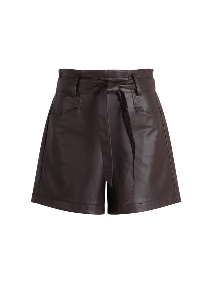 

Zero Шорты из искусственной кожи с поясом, цвет «Шоколадная слива»
