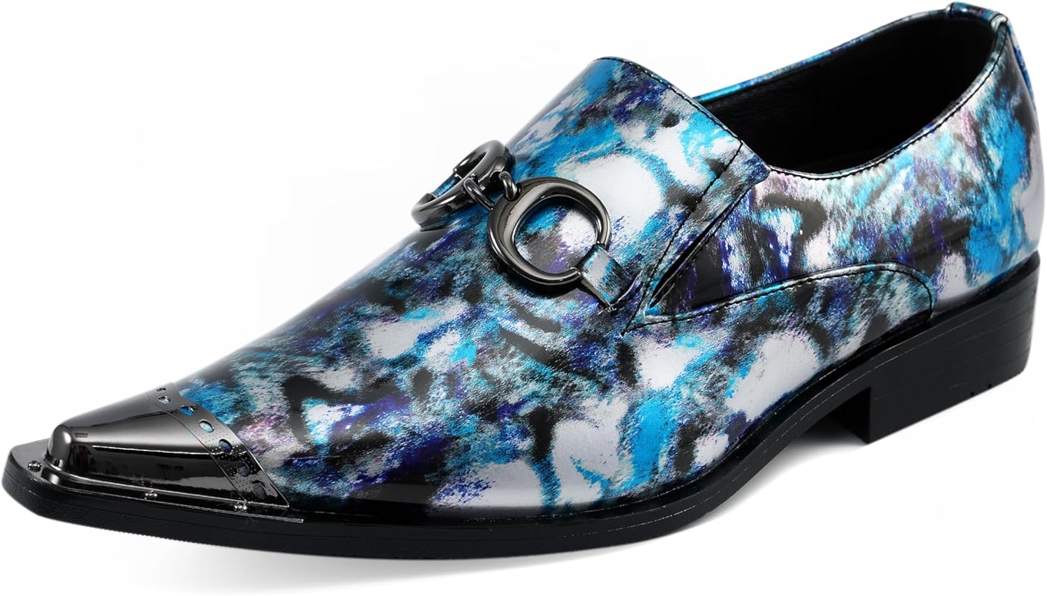 

Мужские праздничные лоферы Amali Sparkling с металлическим носком - мужская обувь для выхода - металлические лоферы для мужчин - диско-туфли для мужчин - дизайнерская обувь, синий