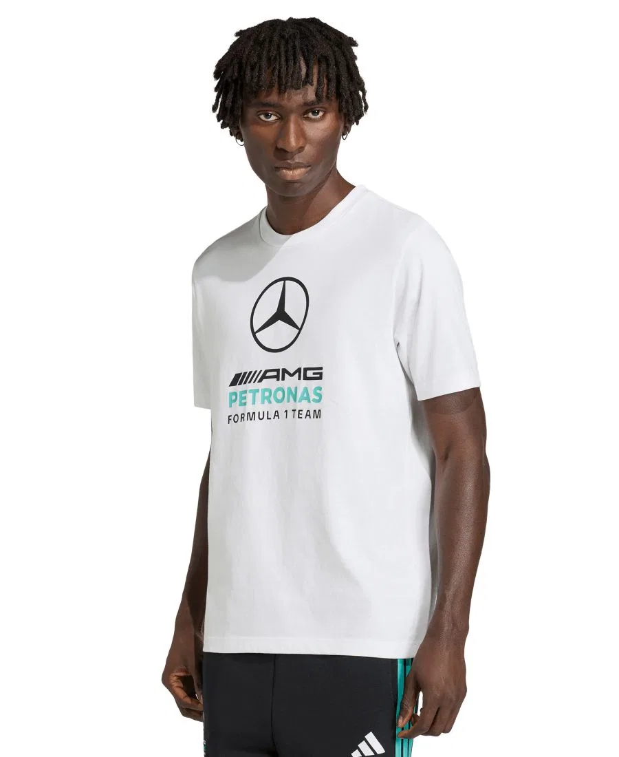 Мужская футболка с круглым вырезом Mercedes Formula 1 Adidas, белый/мятный