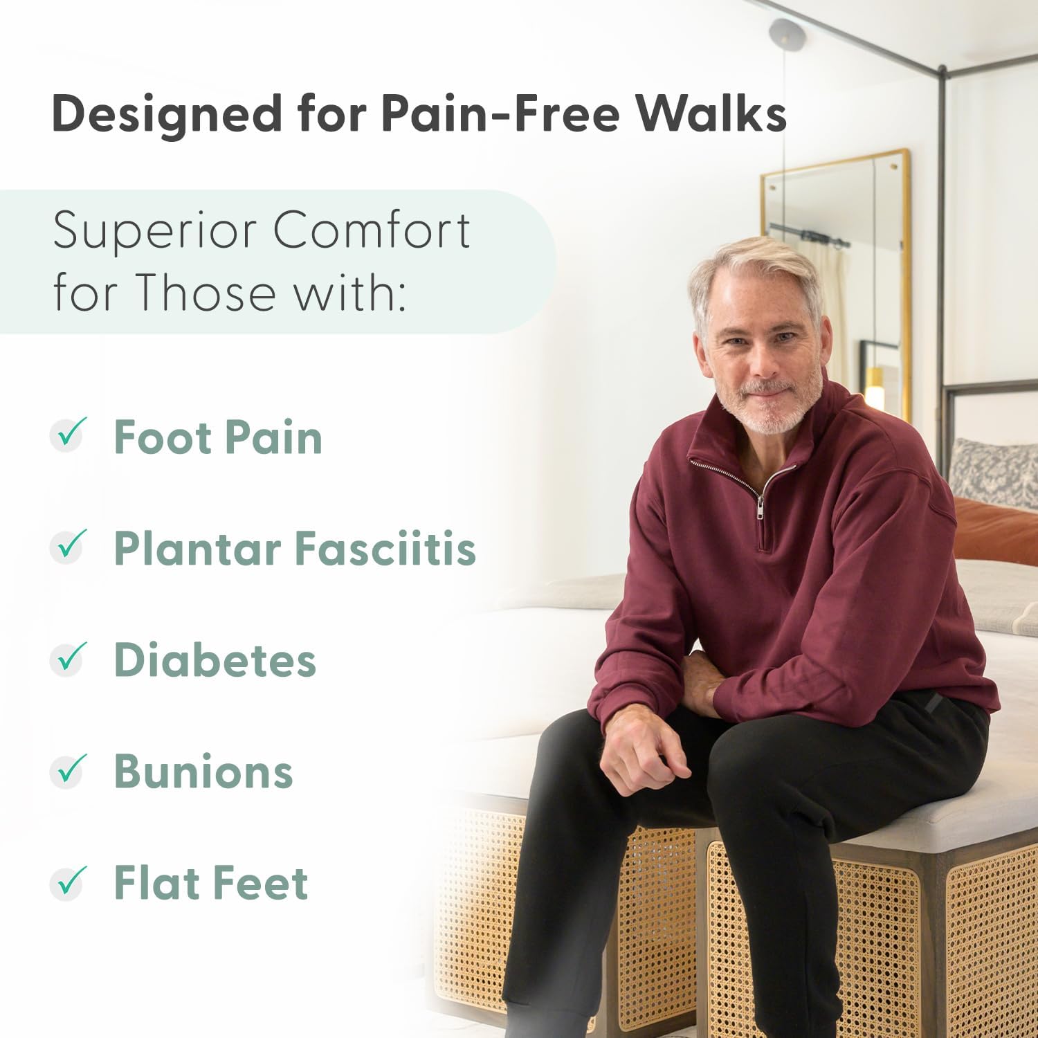 Мужские ортопедические сабо-тапочки Orthofeet с поддержкой свода стопы Asheville, черный — фото 4