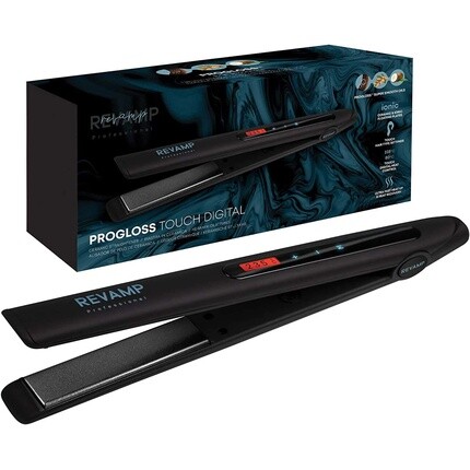 

Цифровой керамический выпрямитель для волос Revamp Progloss Touch для профессионального выпрямления и завивки волос с оптимальной температурой укладки и контролем температуры прикосновения. Кабель длиной 3 м, обогащенный маслами Progloss.