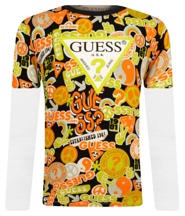 

Лонгслив детский Guess с принтом, мультиколор