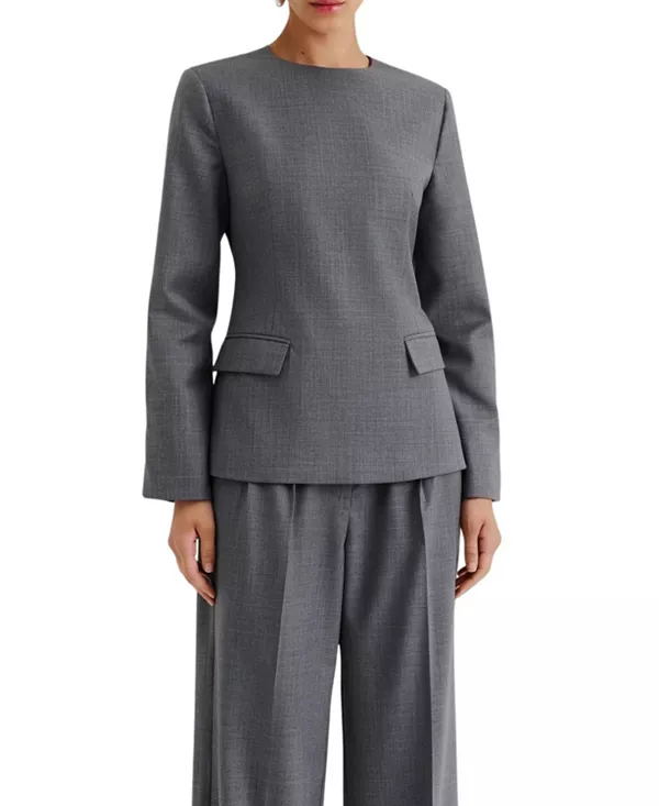 

Блузка с длинными рукавами Athina, приталенного кроя. Malina, серый