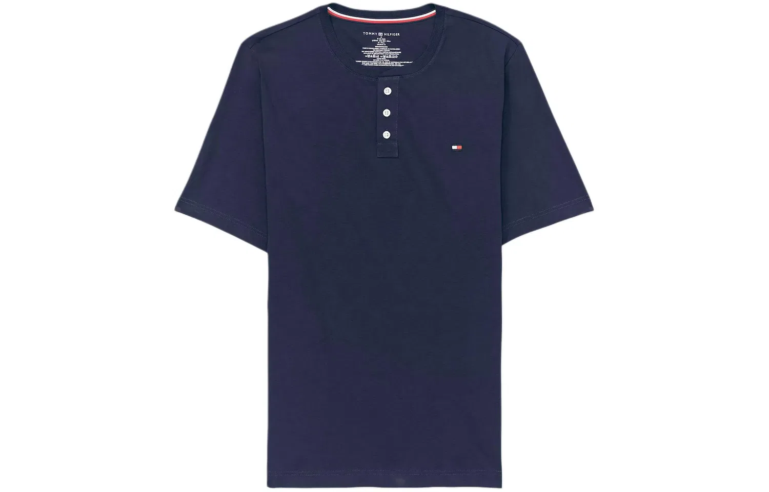 Футболка-ночнушка хенли из велюрового джерси мужская Marine Blue Tommy Hilfiger