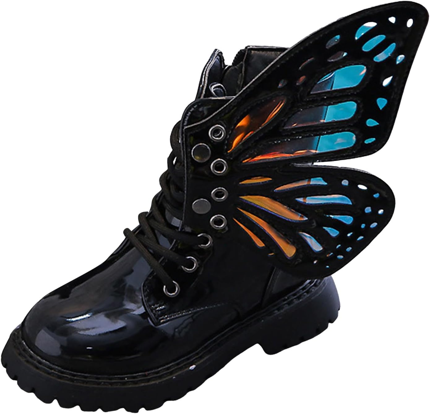 

Ботильоны IWIHMIV, шнуровка, круглый носок, боковая молния, удобные, с нескользящей толстой подошвой, короткие ботинки, Black