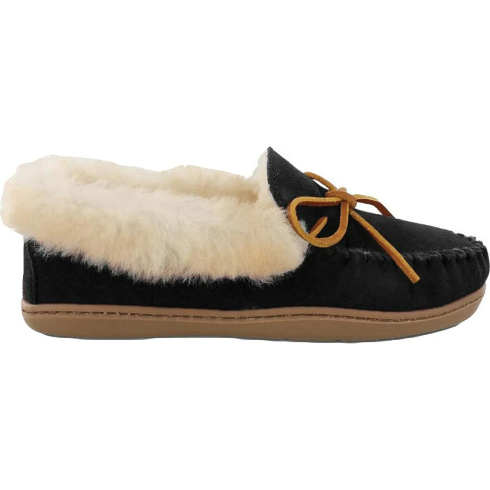 Миннетонка Альпин Слиппер Женские черные замшевые овчинные мокасины мюли Minnetonka — фото 2