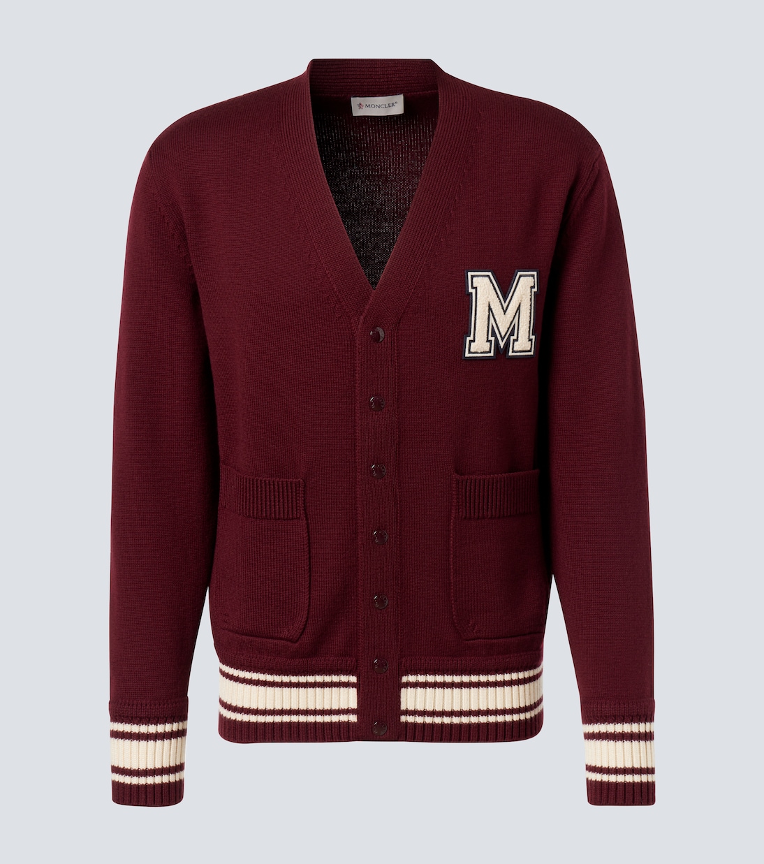 

Кардиган из шерсти с аппликацией-заплаткой Moncler, Catawba Grape