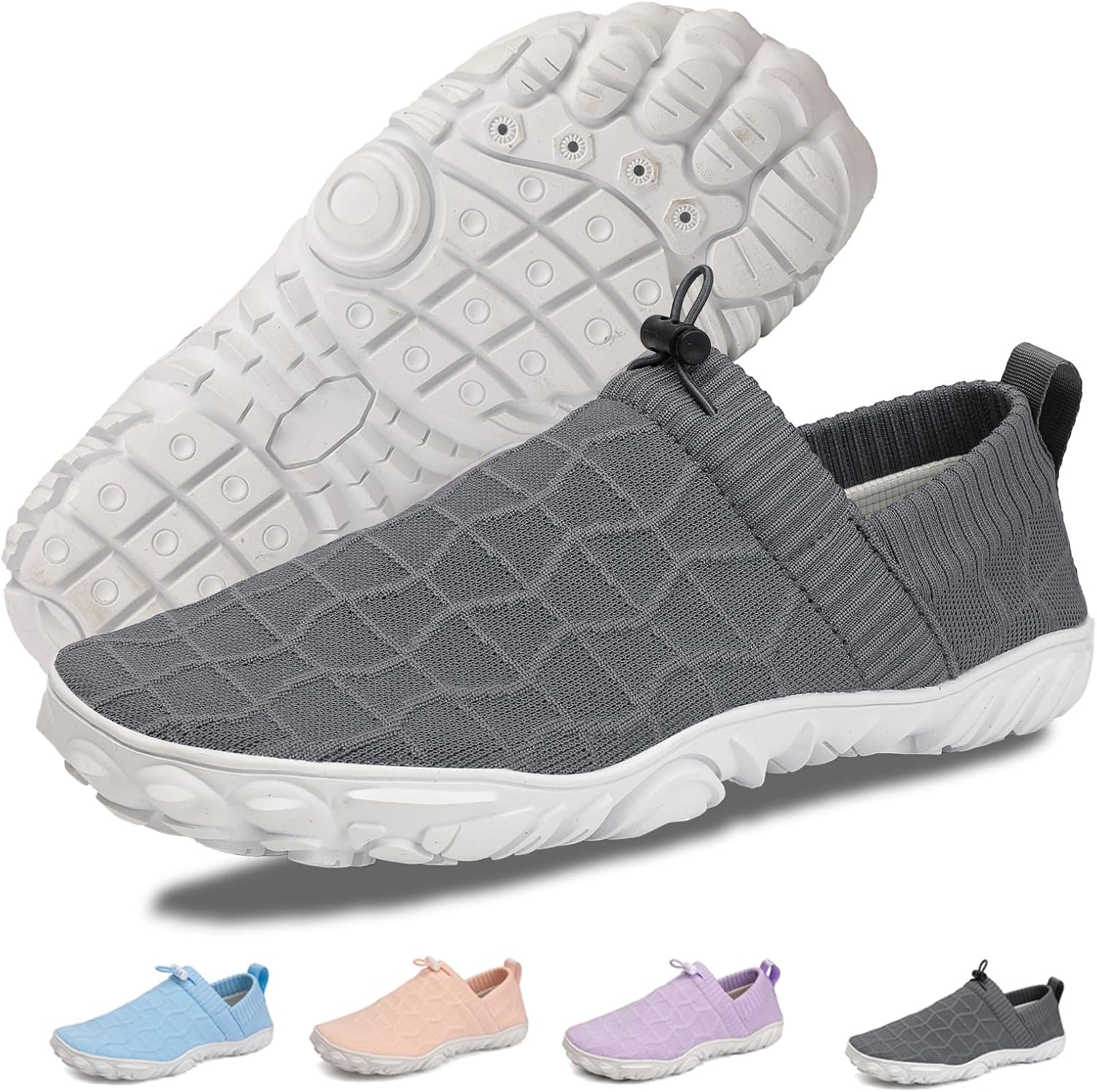 

Кроссовки для женщин и мужчин унисекс, быстросохнущие, с нескользящей подошвой, широким носком Feedmoo, белый