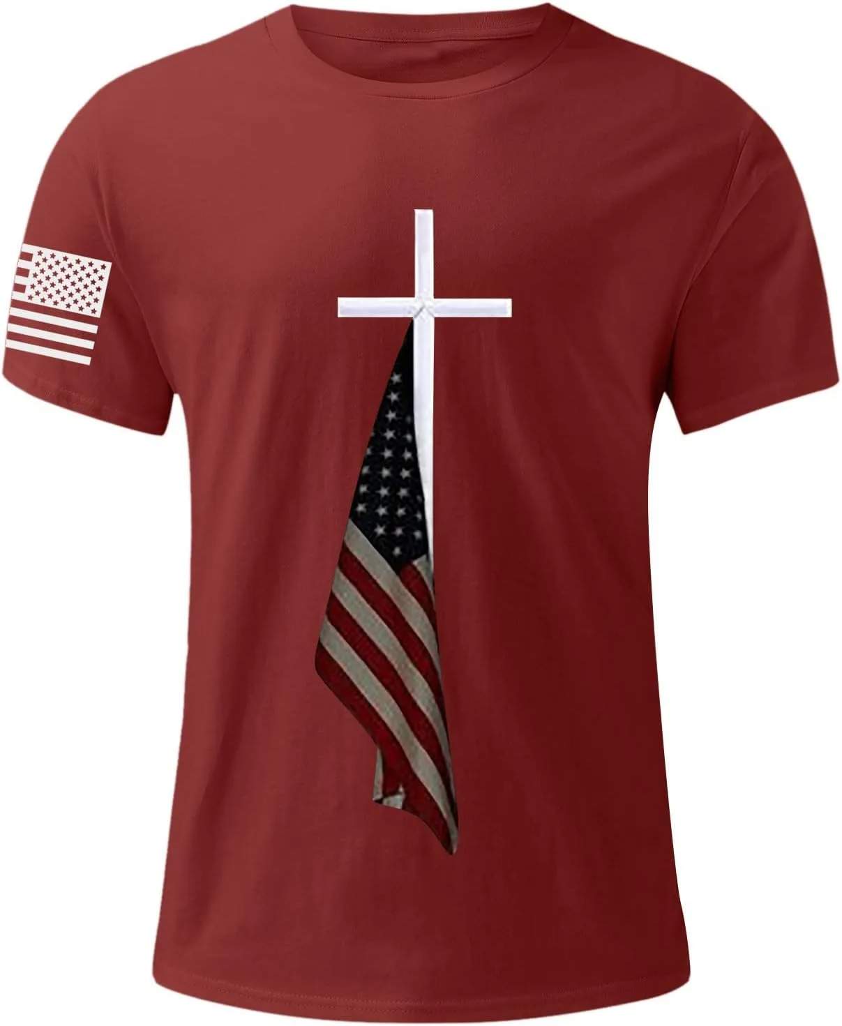 Футболка мужская Christian 4th July American Faith Cross Patriotic, короткий рукав, muscle fit — фото 2