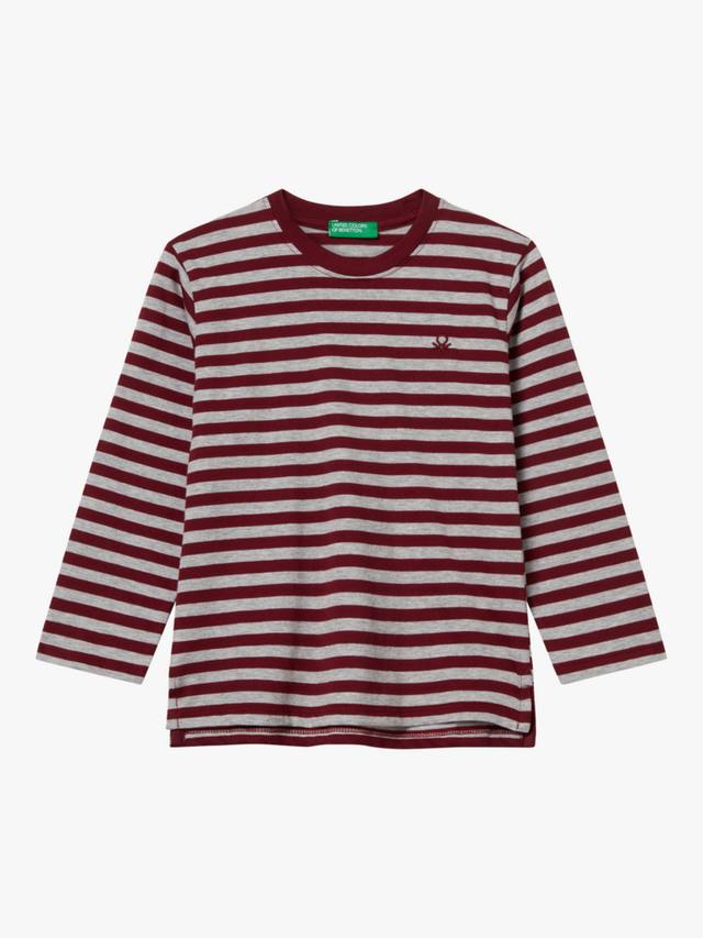 

Детская хлопковая футболка с длинным рукавом в полоску Benetton, Multi