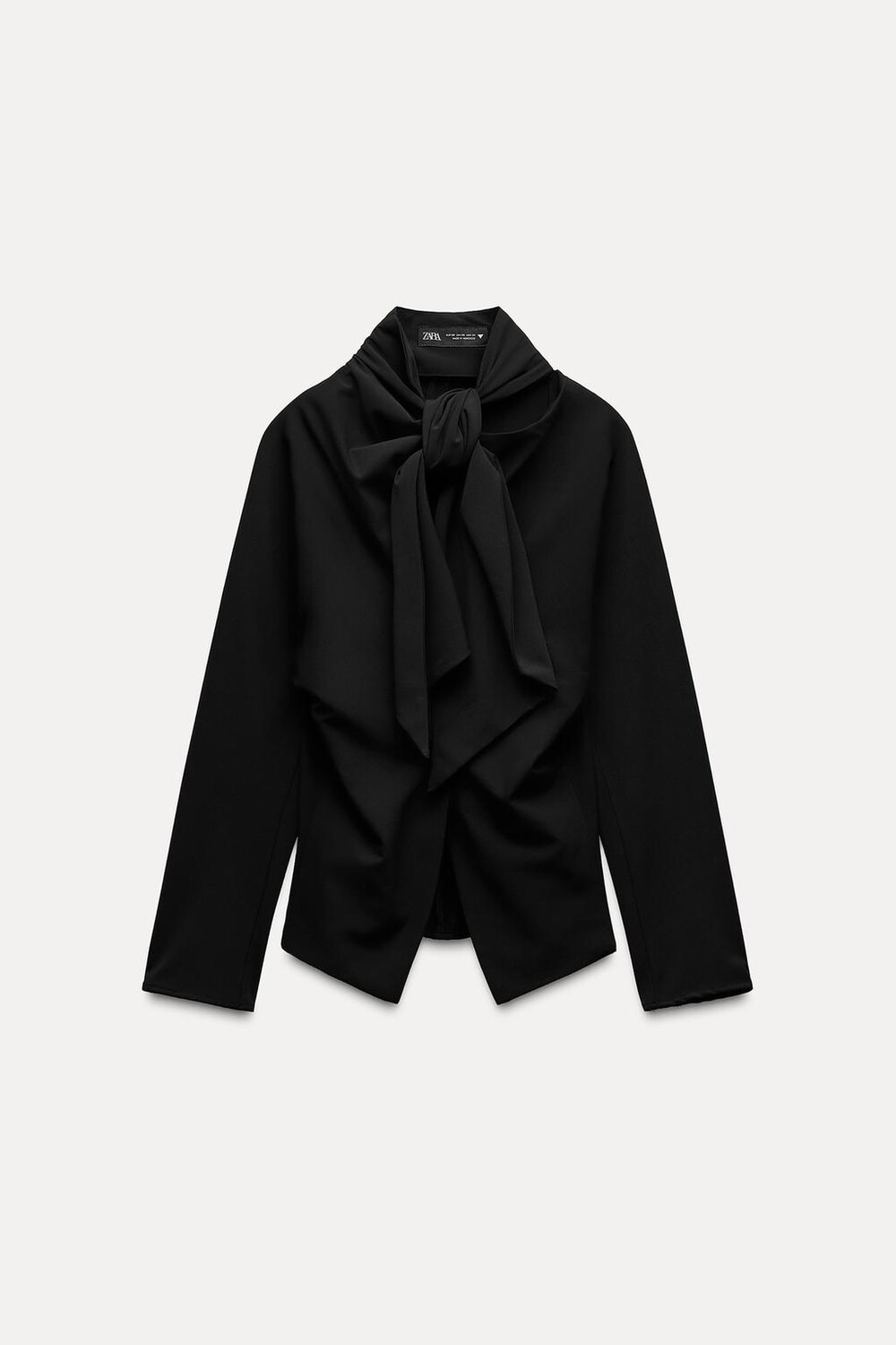 

Рубашка из поплина с бантом ZARA, черный