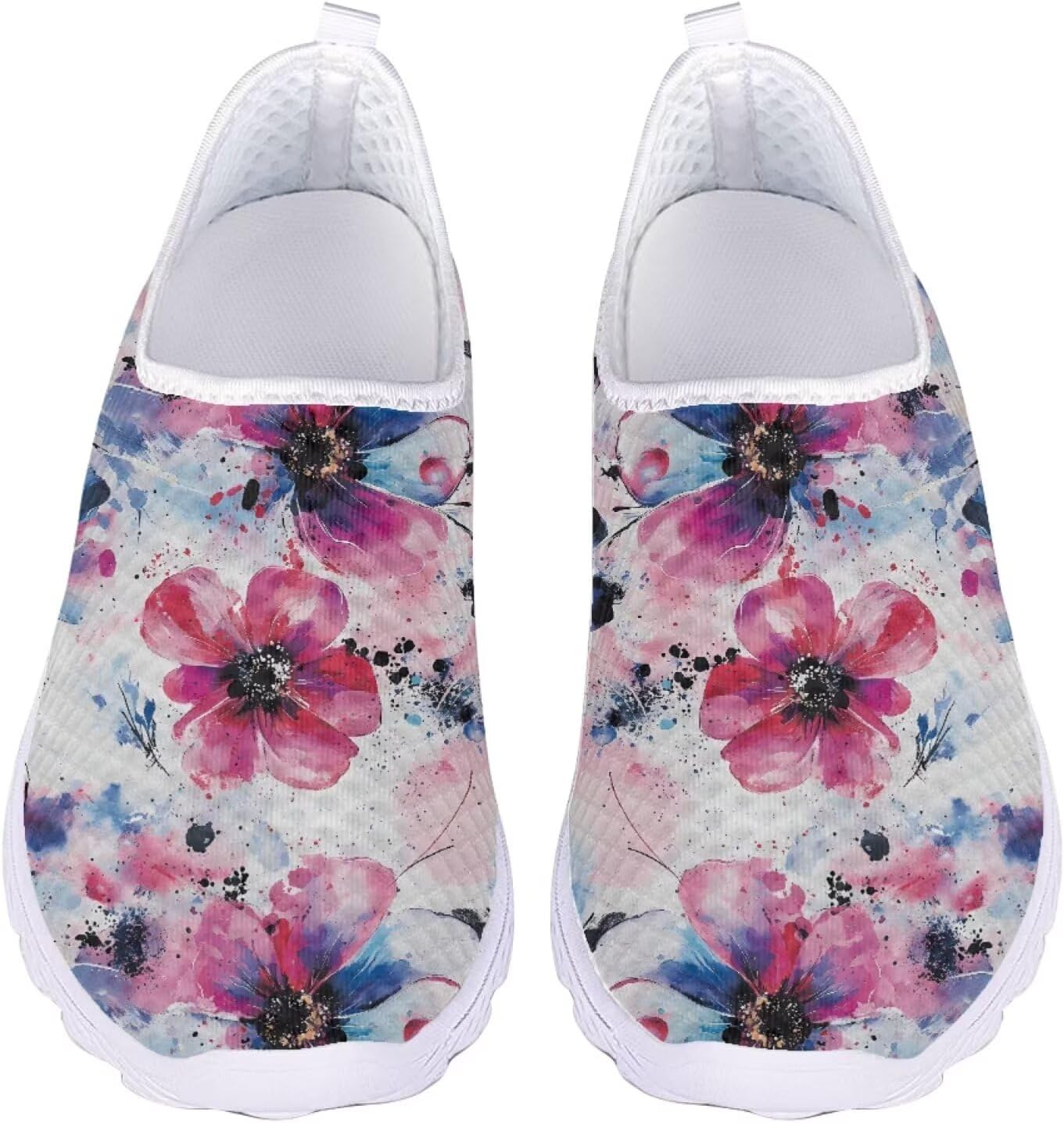 

Кроссовки Jeiento на Хэллоуин для женщин и мужчин, для вечеринки на Хэллоуин, прогулок и бега, слипоны, дышащая сетка, спортивная и модная обувь, Cherry Blossom Flowers