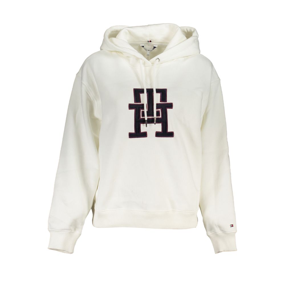 

Белый хлопковый женский свитер с капюшоном Tommy Hilfiger