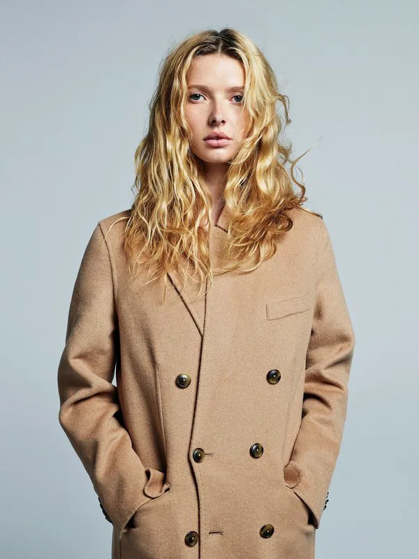 Классическое двубортное пальто gapstudio из шерстяной смеси для взрослых Gap, Camel — фото 4