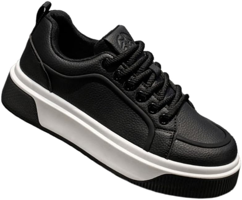 

Мужские спортивные повседневные кроссовки - толстая подошва для увеличения роста - противоскользящая ПВХ подошва - подходят для поездок на работу, прогулок на свежем воздухе, ходьбы и повседневного использования Clolinde, черный