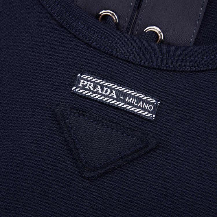 Топ-майка с треугольной вставкой и V-образным вырезом PRADA, синий — фото 4