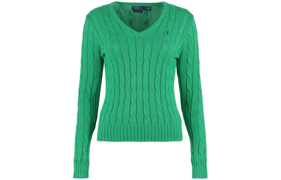 

Вязаный джемпер Kimberly Cable с V-образным вырезом Polo Ralph Lauren, зеленый