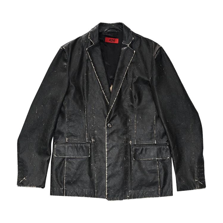 

Куртка 424 Lightweight Leather Jacket 'Black', черный