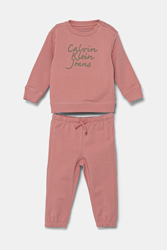 

Детский хлопковый спортивный костюм для малышей Calvin Klein Jeans, розовый