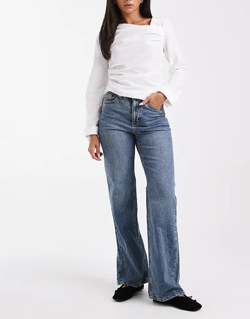 

Джинсы Vero Moda Tessa с высокой талией и широкими штанинами в винтажном оттенке средне-синего цвета