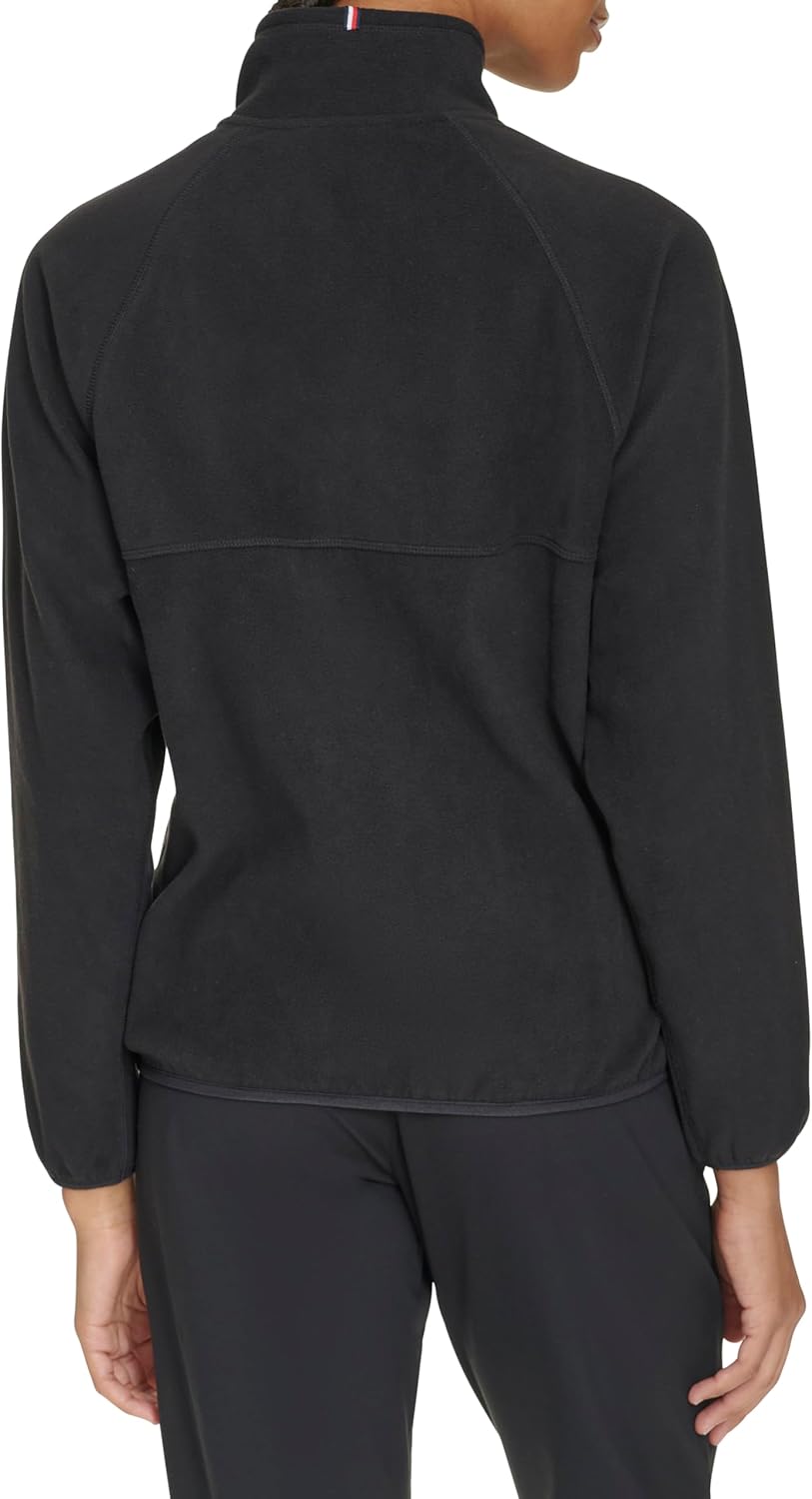 Женская флисовая куртка Tommy Hilfiger с воротником-стойкой и застежкой-молнией, Black — фото 4