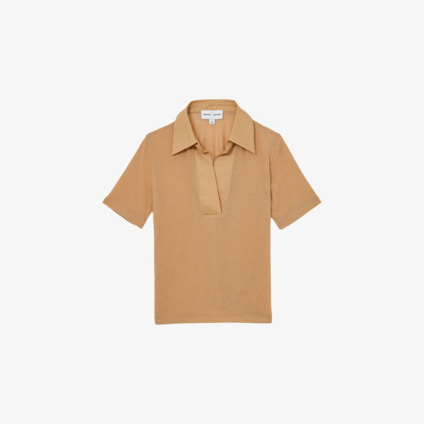 

Reiss x les 100 ciels Wren V-образный поло из смесового лиоцелла Reiss, цвет tan